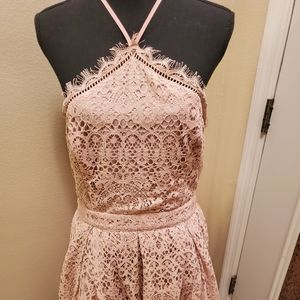 Blush pink lace dress